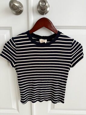 Sezane Camil Striped Navy and White Knit Tee